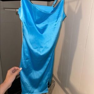 Silky blue mini dress, XS